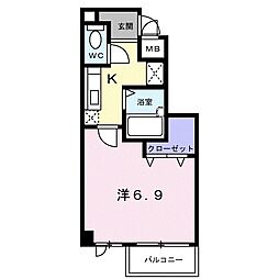 フレンテ・リーオ 1Kの間取図画像