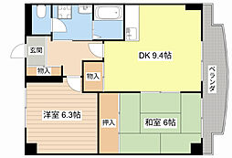 サウスビレッジ 2DKの間取図画像
