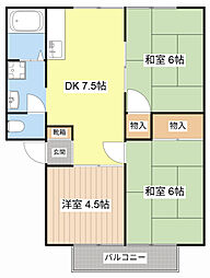ウイステリアハイム 3DKの間取図画像