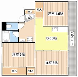 ビレッジハウス小堀1号棟 3DKの間取図画像