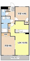 シャルマンハウス1 2LDKの間取図画像