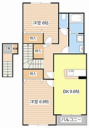 グリーンパーク 2DKの間取図画像
