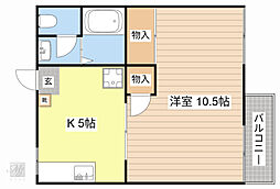 メゾン叶 1Kの間取図画像