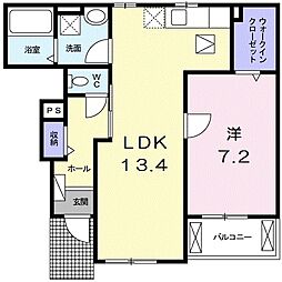 コーポ勢多七番館 1階1LDKの間取り