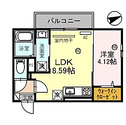 プラートコート今津 2階1LDKの間取り