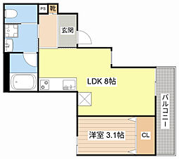 ALEGRIA瀬田 1LDKの間取図画像