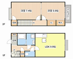 ボヌール幸澤B 2LDKの間取図画像