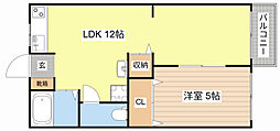 コーポ中村 1LDKの間取図画像