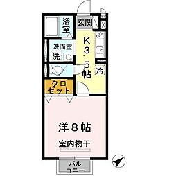モナリエ 1Kの間取図画像