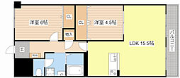 サンワード 2階2LDKの間取り