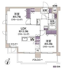 ライオンズマンション江戸堀西公園 2LDKの間取図画像