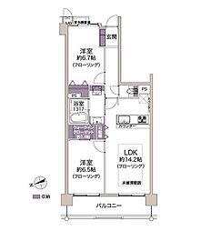 ディオレ備後町 2LDKの間取図画像