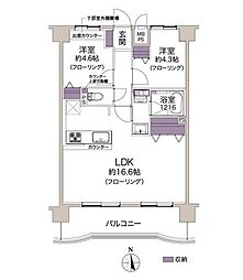 リーガル豊崎 2LDKの間取図画像