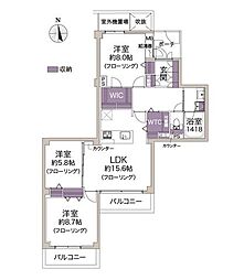 白鷹甲子園マンションA棟 3LDKの間取図画像