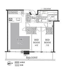 グランドメゾン新梅田タワーザクラブレジデンス 2LDKの間取図画像