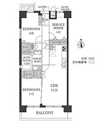 シャルマンフジリッツ心斎橋西 2SLDKの間取図画像