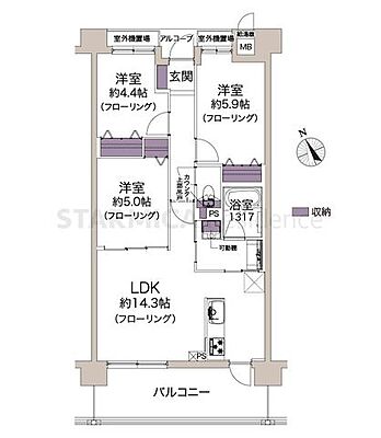 間取り ジオ四条桂川ブライトコア 3階/-