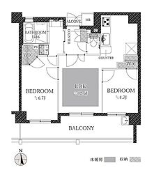 エステムプラザ京都四条烏丸2雅Style 2LDKの間取図画像