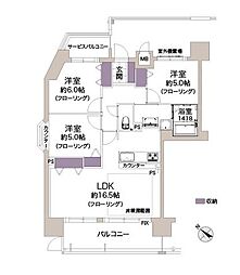 グラン・コート御幣島 3LDKの間取図画像