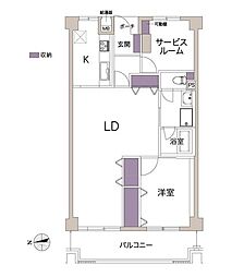 エレガントライフ晴明丘 1SLDKの間取図画像