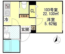 CFジオーレ町屋 1階1Kの間取り