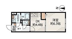 アルファ南千住 2階1LDKの間取り