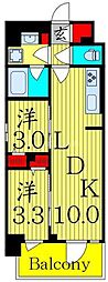 荒川区町屋1丁目マンション 2LDKの間取図画像
