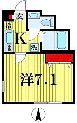 クレールシャンブル 1階1Kの間取り