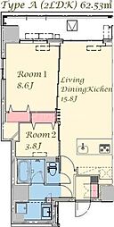 台東区下谷2丁目マンション 2LDKの間取図画像