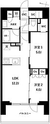 プレディアコート西日暮里 2LDKの間取図画像