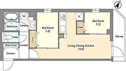 グランカーサ千駄木 2LDKの間取図画像