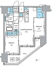 ルフォンプログレ田原町 2LDKの間取図画像