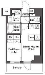 ミリアレジデンス蔵前 1DKの間取図画像
