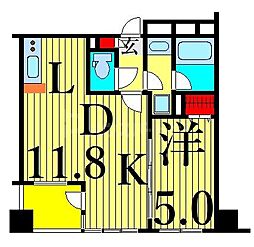 カスタリア北上野 1LDKの間取図画像