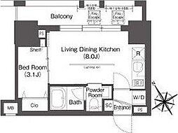 BluRock後楽園 1DKの間取図画像