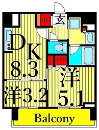 PARKAXIS上野EAST 2DKの間取図画像
