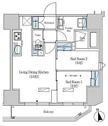 アーバネックス上野 2LDKの間取図画像