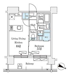 シーズンフラッツ町屋 1LDKの間取図画像