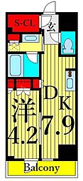LaSanteUeno 1DKの間取図画像