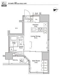 プラウドフラット浅草雷門 1LDKの間取図画像