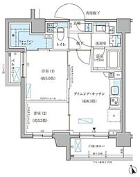 パークアクシス文京本郷 2DKの間取図画像