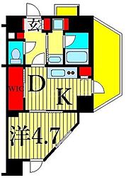 ベルジェント西日暮里グランセルサス 1DKの間取図画像