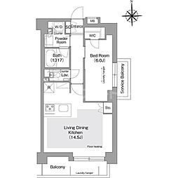 コンフォリア・リヴ文京護国寺 1LDKの間取図画像