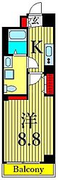 Le-lion東京アクアサイド 1Kの間取図画像