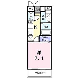 リヴウェルアサヒ 1Kの間取図画像
