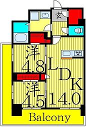パピルス三ノ輪レジデンス 2LDKの間取図画像