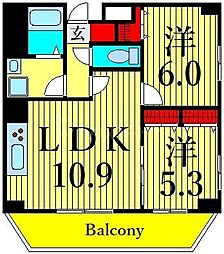 カルム日暮里レジデンス 2LDKの間取図画像