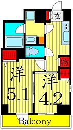 ルフレプレミアム町屋 2Kの間取図画像