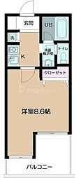 サンピア西須賀 1Kの間取図画像
