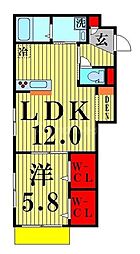 アークステラ菊川 1LDKの間取図画像